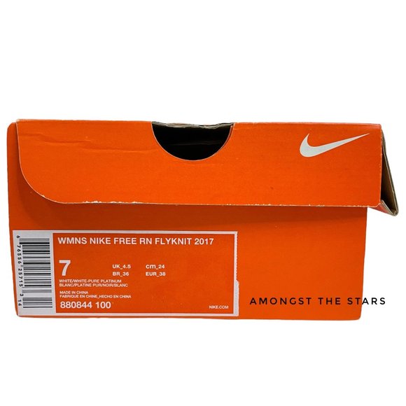 Nike Free RN Flyknit 2017 White Pure Platinum Running Sneakers 880844-100 - Picture 7 of 10